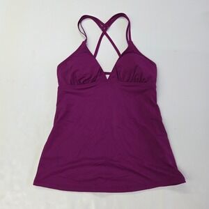 Athleta Tankini Top Womens ST Plum Purple Strappy Back V-Neck Swim 578174-09